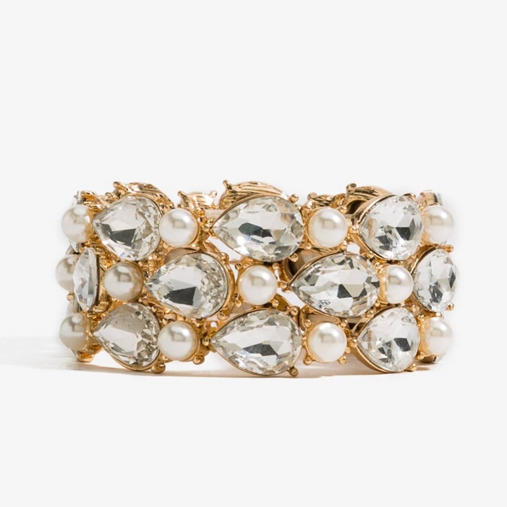 💰SALE! Faux Pearl Gem Crystal Stretch Bracelet